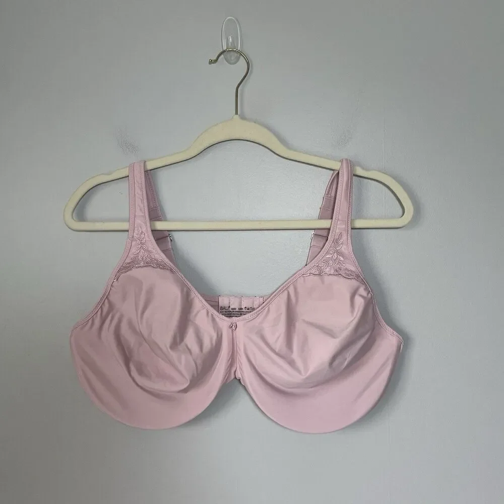 Bali Unlined Underwire Bra Supportive Comfort Pink Women's Size 42DD